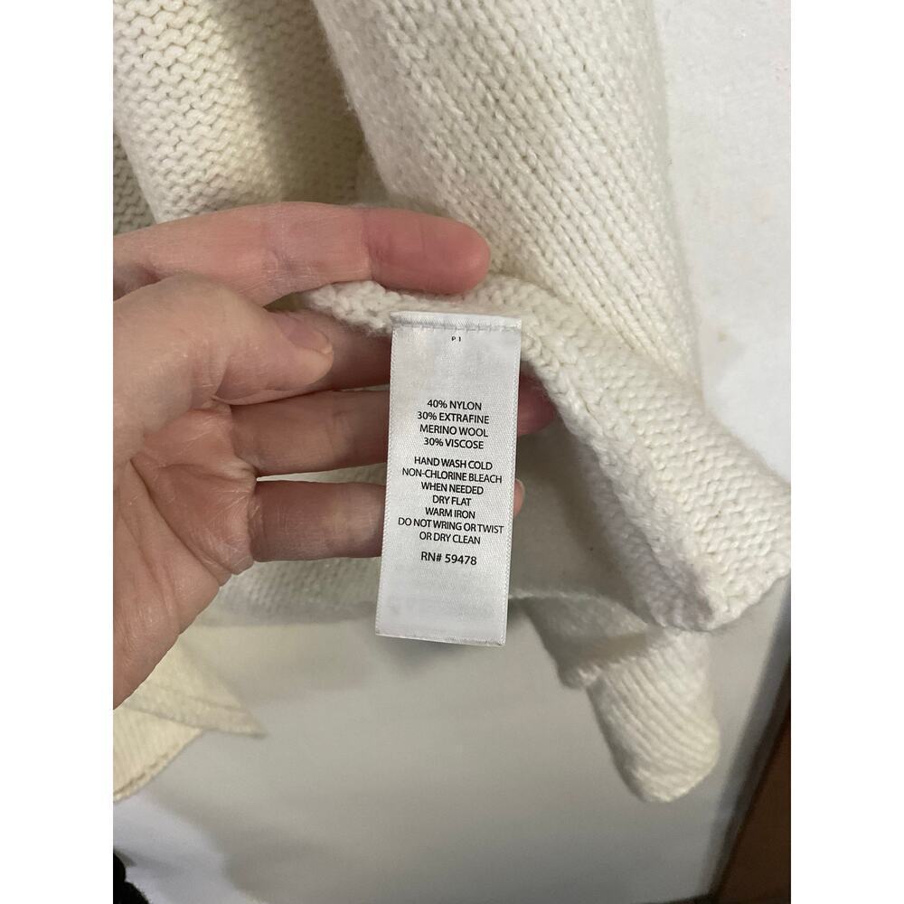 Cynthia Rowley Merino Wool Blend Cream Waterfall Open Cardigan Knit Vest Medium - Picture 4 of 4